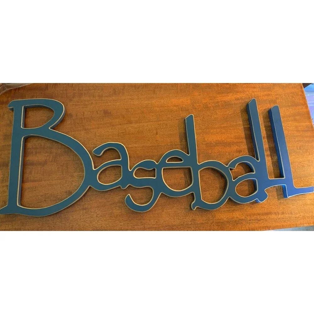 Baseball Wooden Wall Sign Blue 30